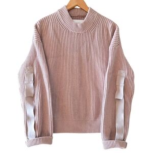 Pistola Taylor Ribbed Cropped Sweater Women's Tabbed Sleeves Blushing Size Large